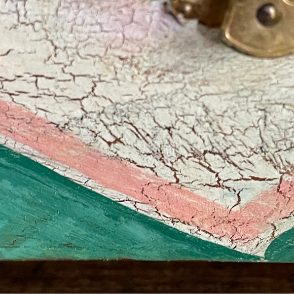 Tramp Art Wood Cigar Box Storage Hand Painted - Picture 2 of 12